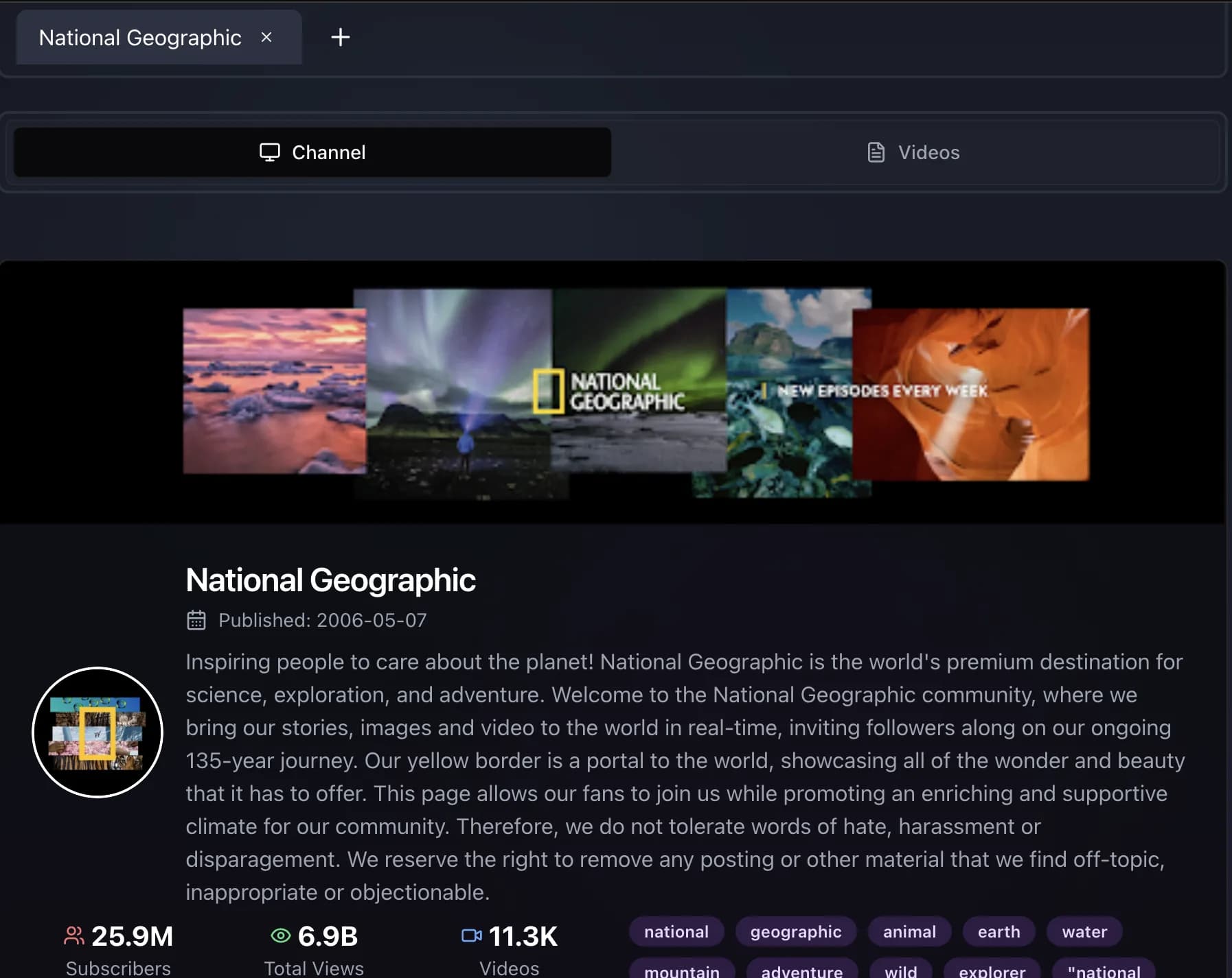Channel analytics placeholder